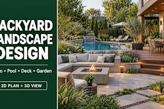 design backyard landscape layout, patio, pool and master plan as a landscape