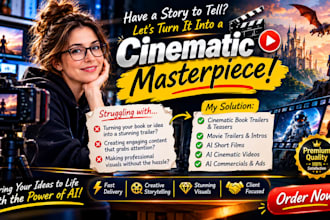 create cinematic teaser or trailer for book, movie, booktok, ai filmmaking