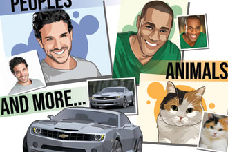 draw stylish cartoon avatar portrait from your photo