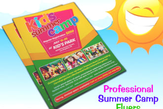 create kids summer camp, winter camp flyers