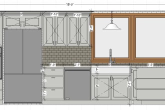 design kitchen cabinets layout and 3d