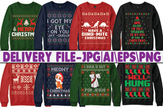 do ugly christmas design for tshirt sweater mug etc