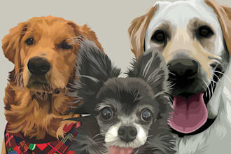 make an animal cartoon portrait from your pet