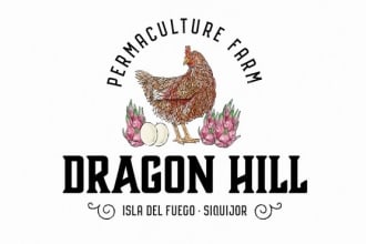 create a beautiful   farm fruits chickens logo