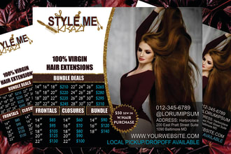 design hair or lash extensions, salon, spa flyer