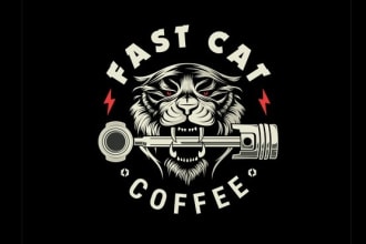 provide professional fast cat coffee logo design