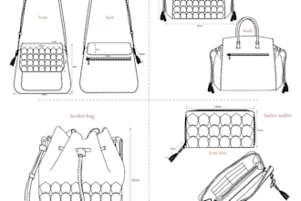 design all types of bags with detailed technical drawings