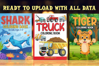 create coloring book cover design and interior for kids and adults amazon KDP