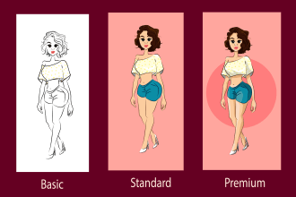 illustrate fashion or comic fantasy cartoon characters