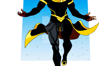 make a comic book illustration or superhero