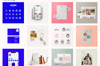 design branding kit, book and website