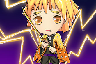 draw awesome cute chibi anime character illustration