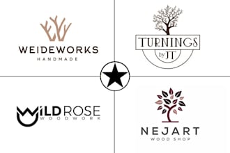 design wood crafts, wood works and woodworking logo