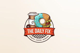 design realistic coffee burgers logo with creative concepts