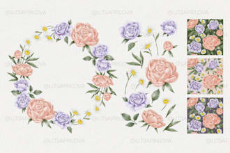 create a digital patterns and illustrations set