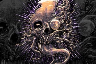draw a detailed dark art illustration for album band merch poster cover