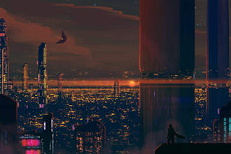do neon cyberpunk  illustrations