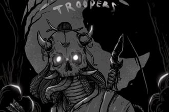 do an brutal, dark, horror, metal art illustration for you