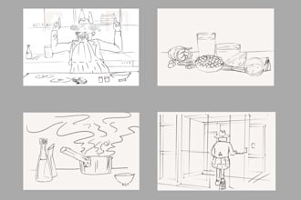 Best Deals!  draw 4 frames of storyboard for 10 usd