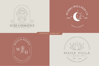 do minimal botanical boho hand drawn feminine line art logo design