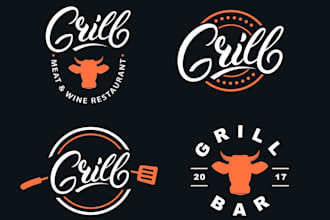 make an eye catchy BBQ, hot chill, restaurant logo