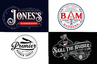 do barber shop or hair stylist salon business logo design