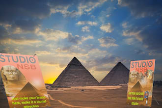 photograph your brand next to the pyramids of giza and the egyptian templ