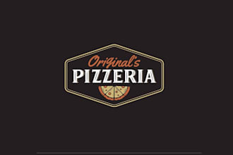 design vintage rustic simple pizza shop logo