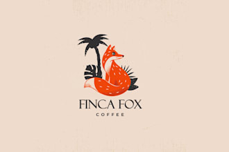 vintage tropical café logo design
