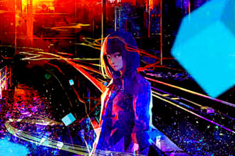 create cyberpunk or retro futuristic art using