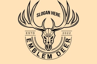 create an outdoor, hunting, skill deer logo with vector art