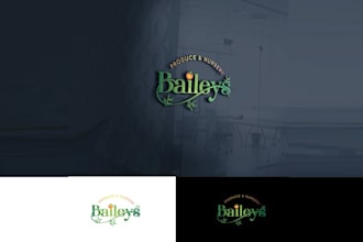 create retro holiday baileys produce nursery logo