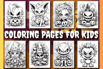 create a halloween coloring page graphic for kdp