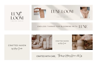 create an aesthetic etsy shop banner shop icon, and order receipt banner