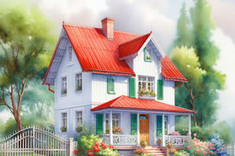 paint your house in watercolor painting style