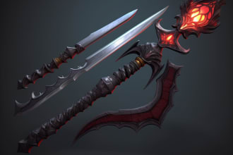 draw your weapon concept art in high details