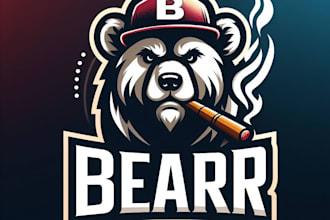 desing smoking bear mascot logo for you