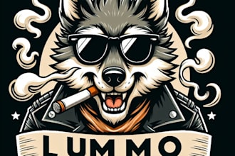 design smoking wolf mascot logo for your business