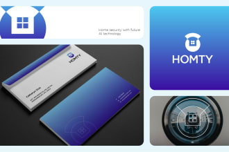 redesign, custom ai tech home security logo and envelope
