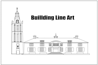 draw artistic buildings in line art illustrations