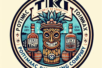 tiki tnt potomac distilling company mascot logo for you