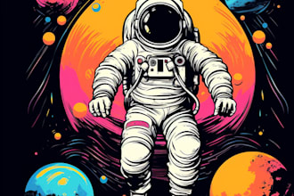 create an astronaut illustration for t shirt design