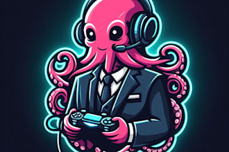 make an amazing octopus gaming mascot logo in 24 hours
