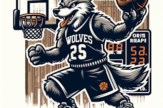 creative wolf basketball  mascot logo design with unlimited revision