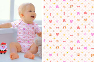 design unique kids pattern and seamless floral pattern