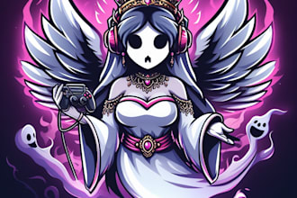 design high quality ghost angle queen gaming  mascot logo for you