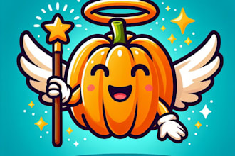 make an amazing pumpkin angel mascot logo  with unlimited revisions