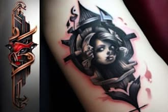 draw a minimalist custom tattoo design in my art style