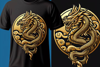 do would like a gold chinese dragon tshirt logo  design creative