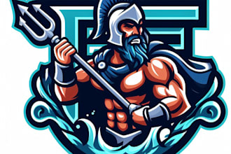 do poseidon e sport mascot logo design for your business page